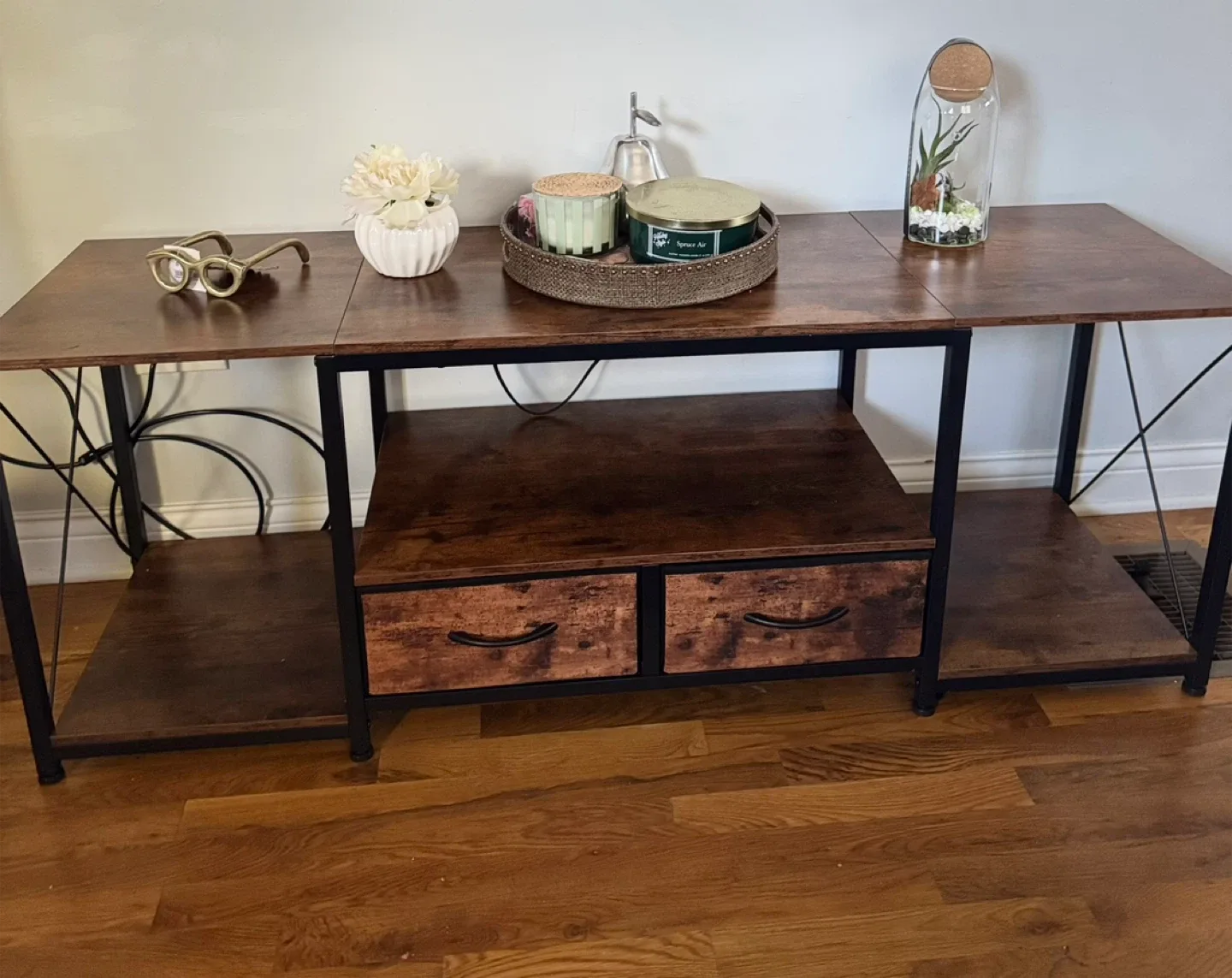 Rustic Brown TV Stand with Drawers thumbnail