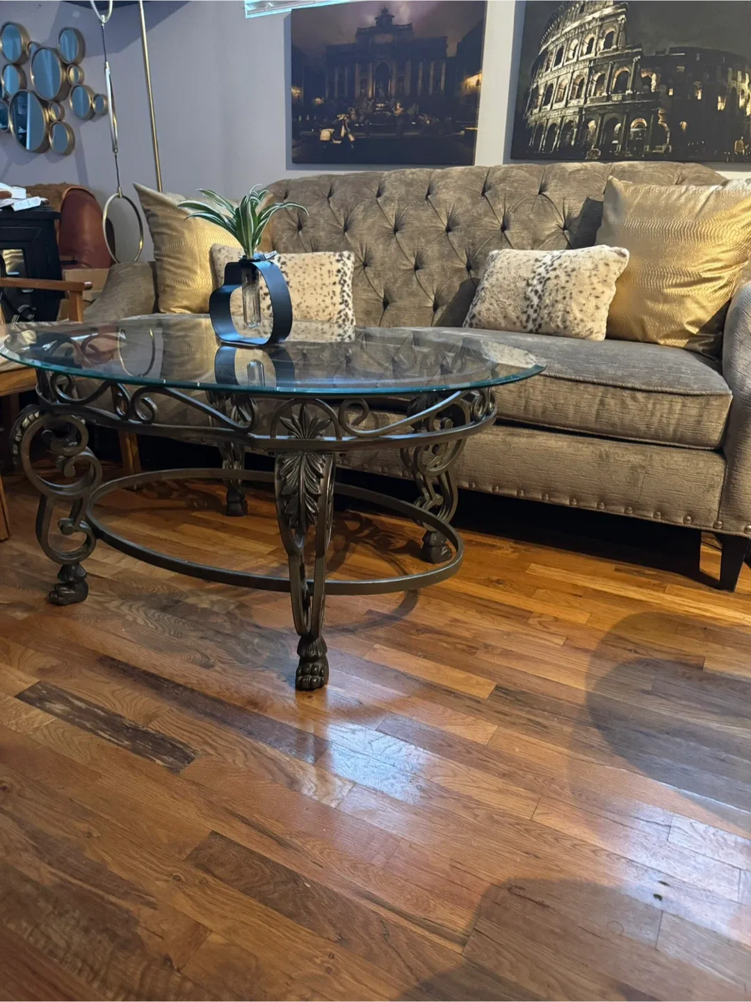 Sofa & Round Glass Top Coffee Table image indicator(3)