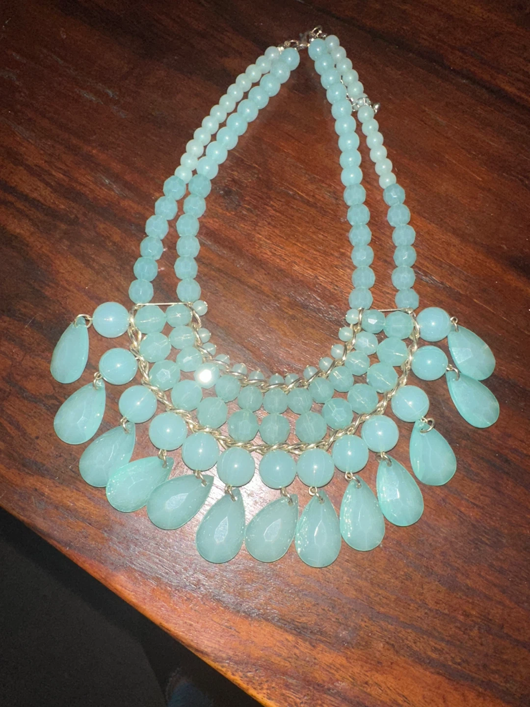Beaded Statement Necklace - Light Blue