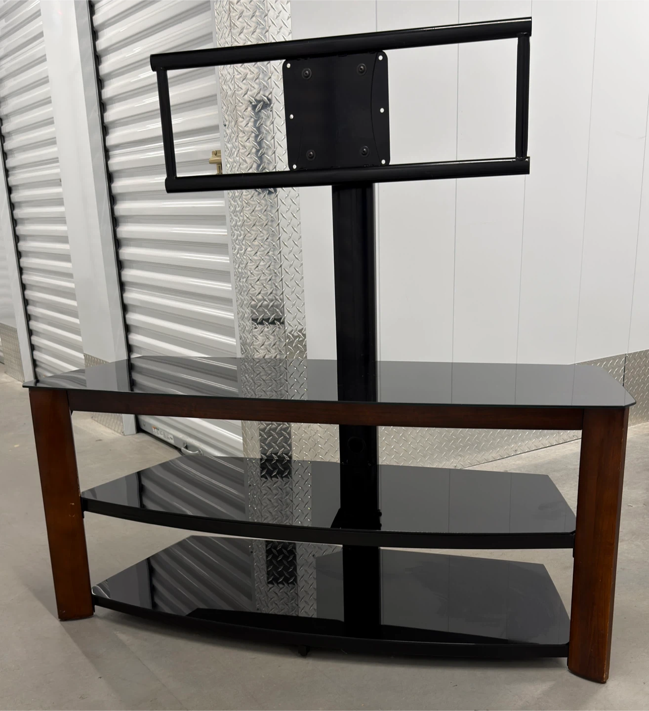Black Glass TV Stand with Mount - photo 2