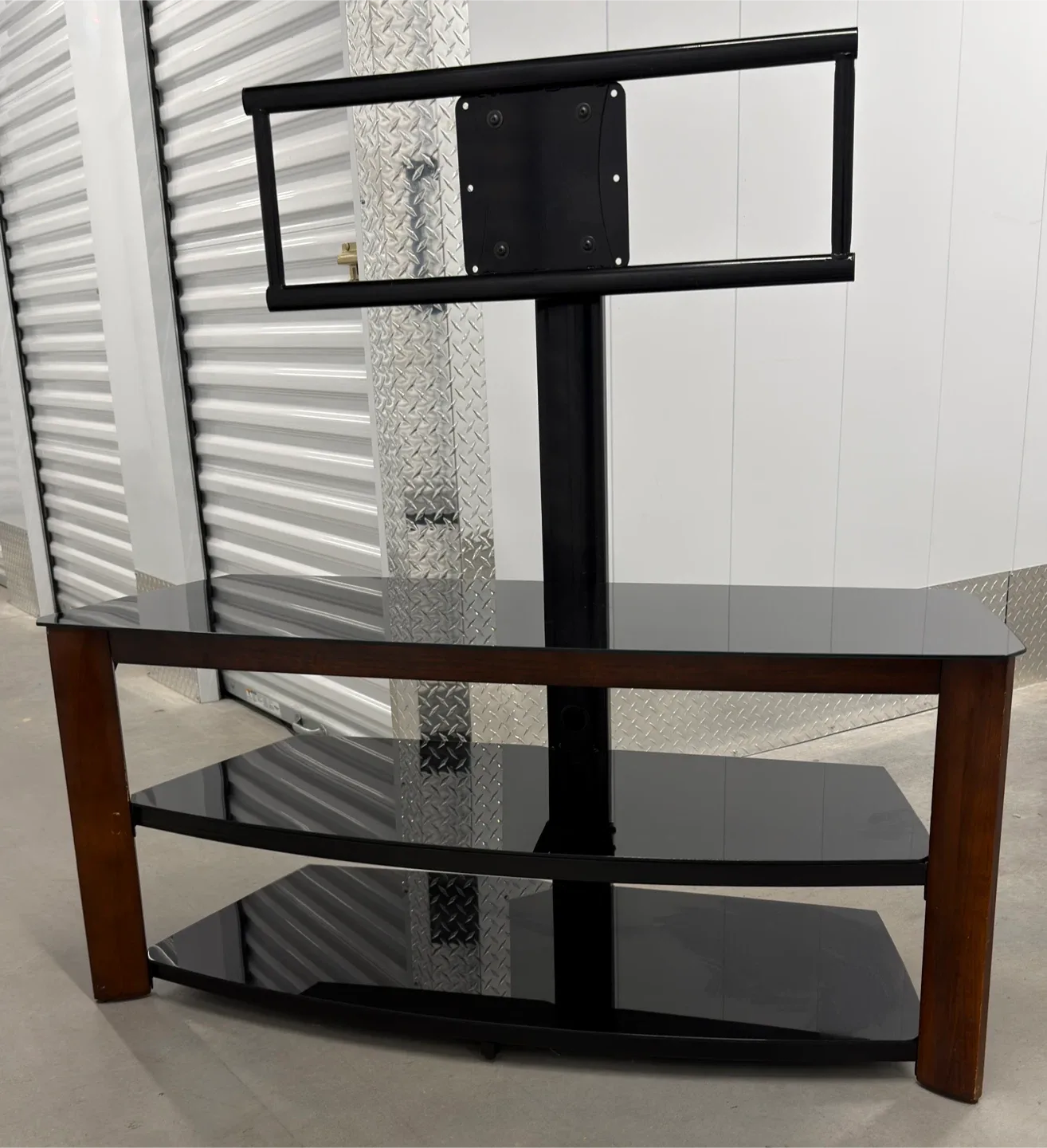 Black Glass TV Stand with Mount image indicator(2)