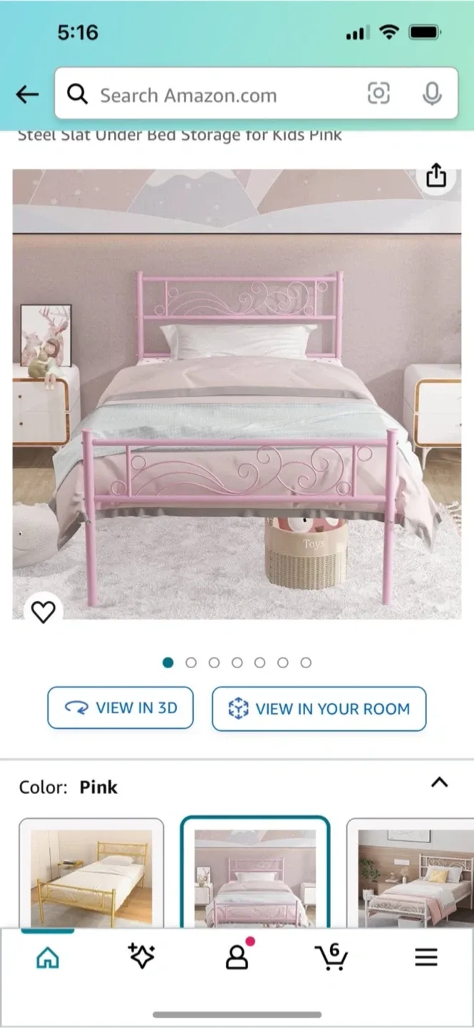 Pink Steel Slat Bed Frame for Kids image indicator(4)