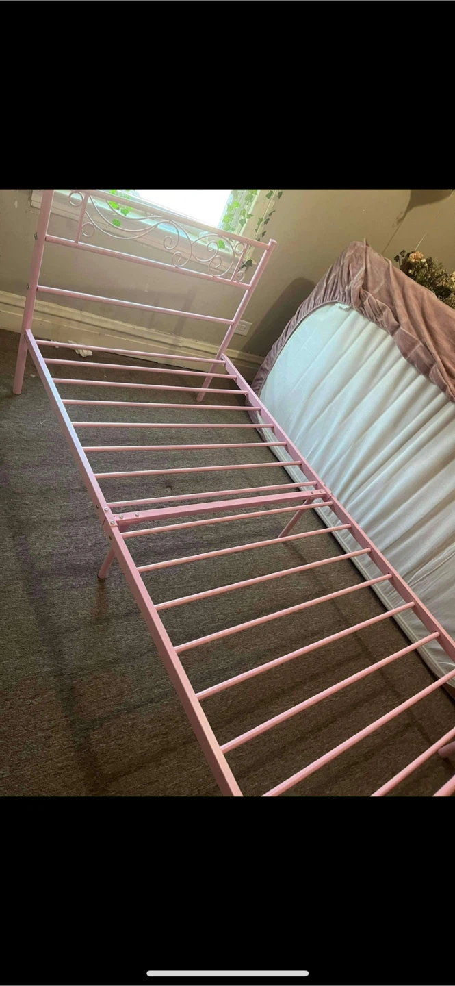 Pink Steel Slat Bed Frame for Kids - photo 2