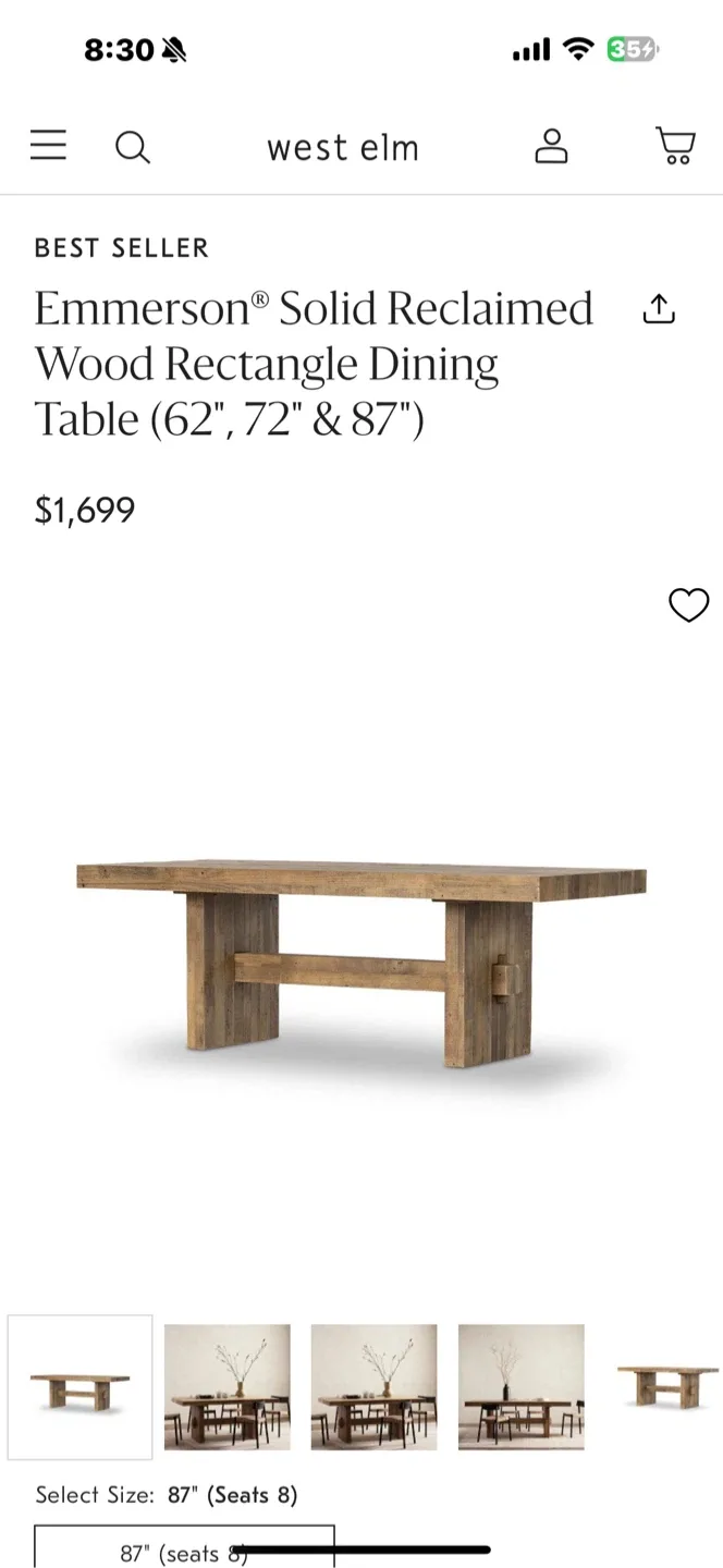 West Elm Emmerson Solid Reclaimed Wood Dining Table image indicator(7)