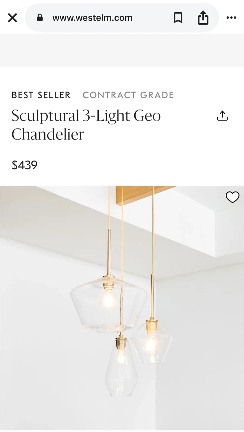West Elm Sculptural 3-Light Geo Chandelier image indicator(3)