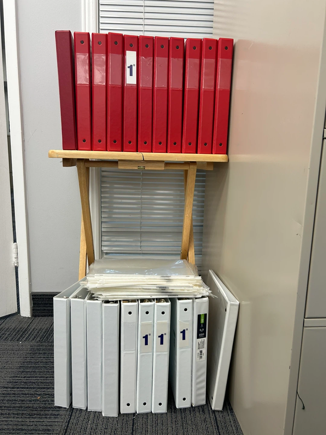 Staples 1" Red & White Binders + Sheet Protectors