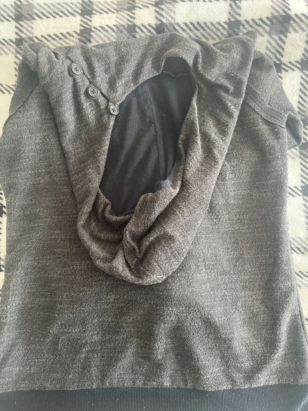 Charcoal Grey Hoodie with Button Detail image indicator(3)