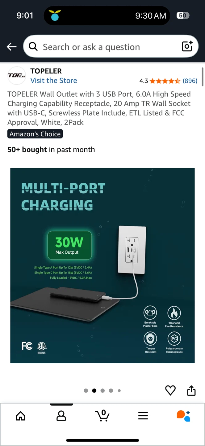 Wall Outlet with 1 USB and 2 USB-C Ports - photo 3