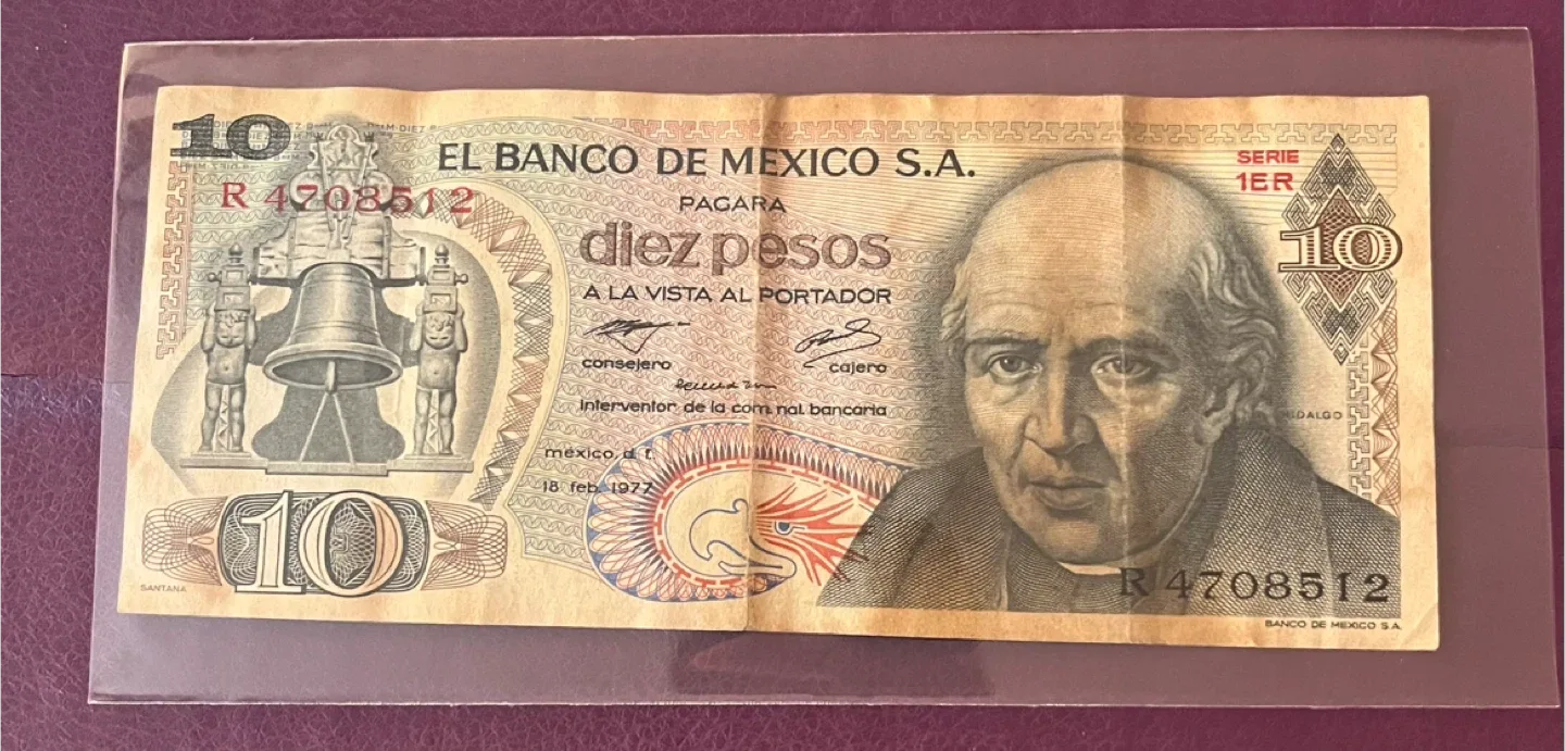 Vintage El Banco de Mexico S.A. 10 Diez Pesos image indicator(3)