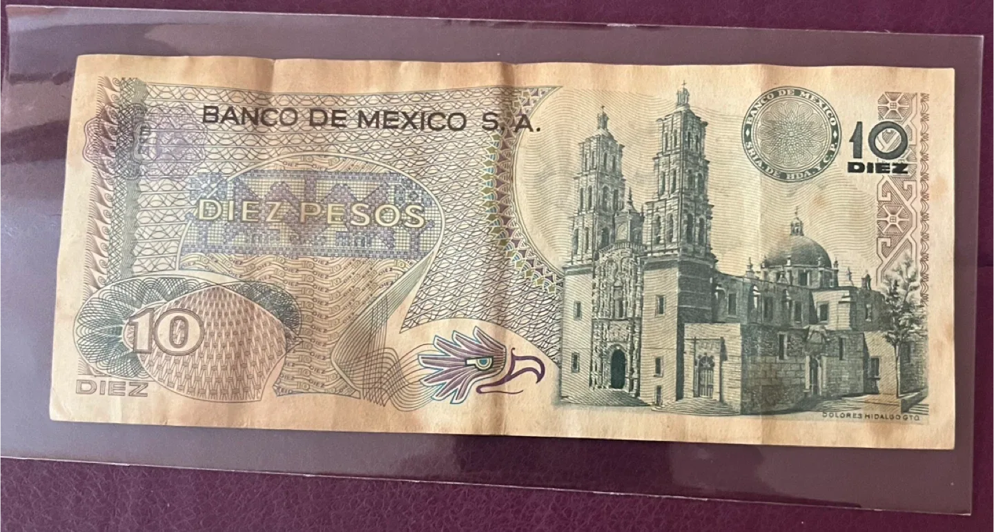 Vintage El Banco de Mexico S.A. 10 Diez Pesos image indicator(2)