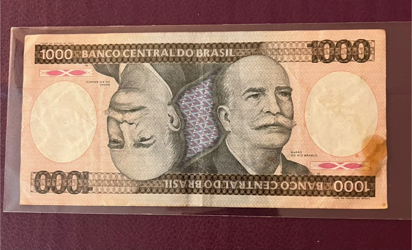 Vintage 1981-1986 Banco Central Do Brasil 1000 Cruzados Banknote image indicator(2)