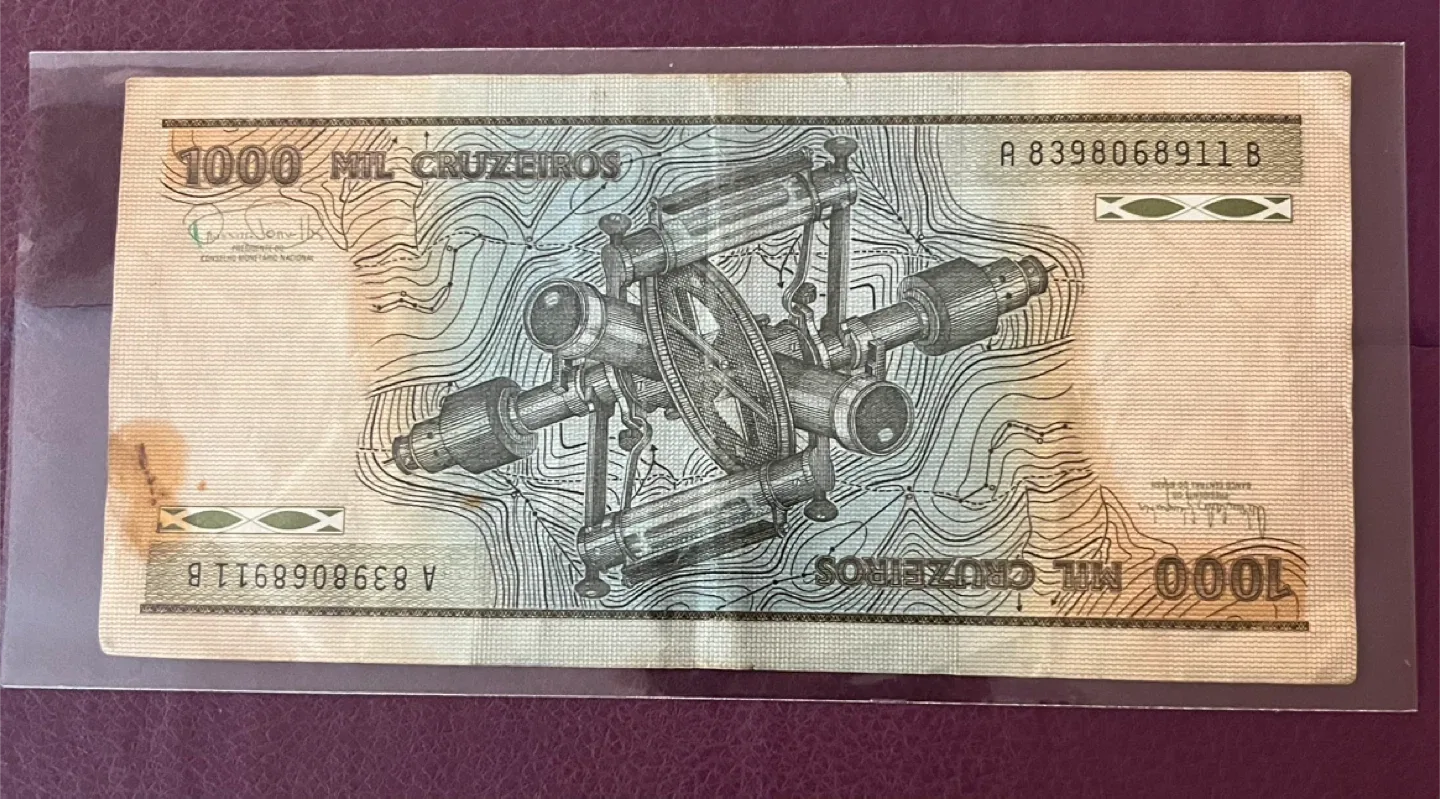 Vintage 1981-1986 Banco Central Do Brasil 1000 Cruzados Banknote image indicator(4)