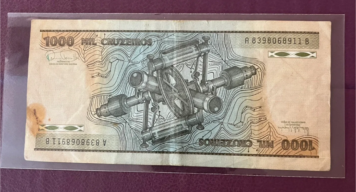 Vintage 1981-1986 Banco Central Do Brasil 1000 Cruzados Banknote thumbnail