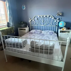 IKEA Queen White Metal Bed Frame