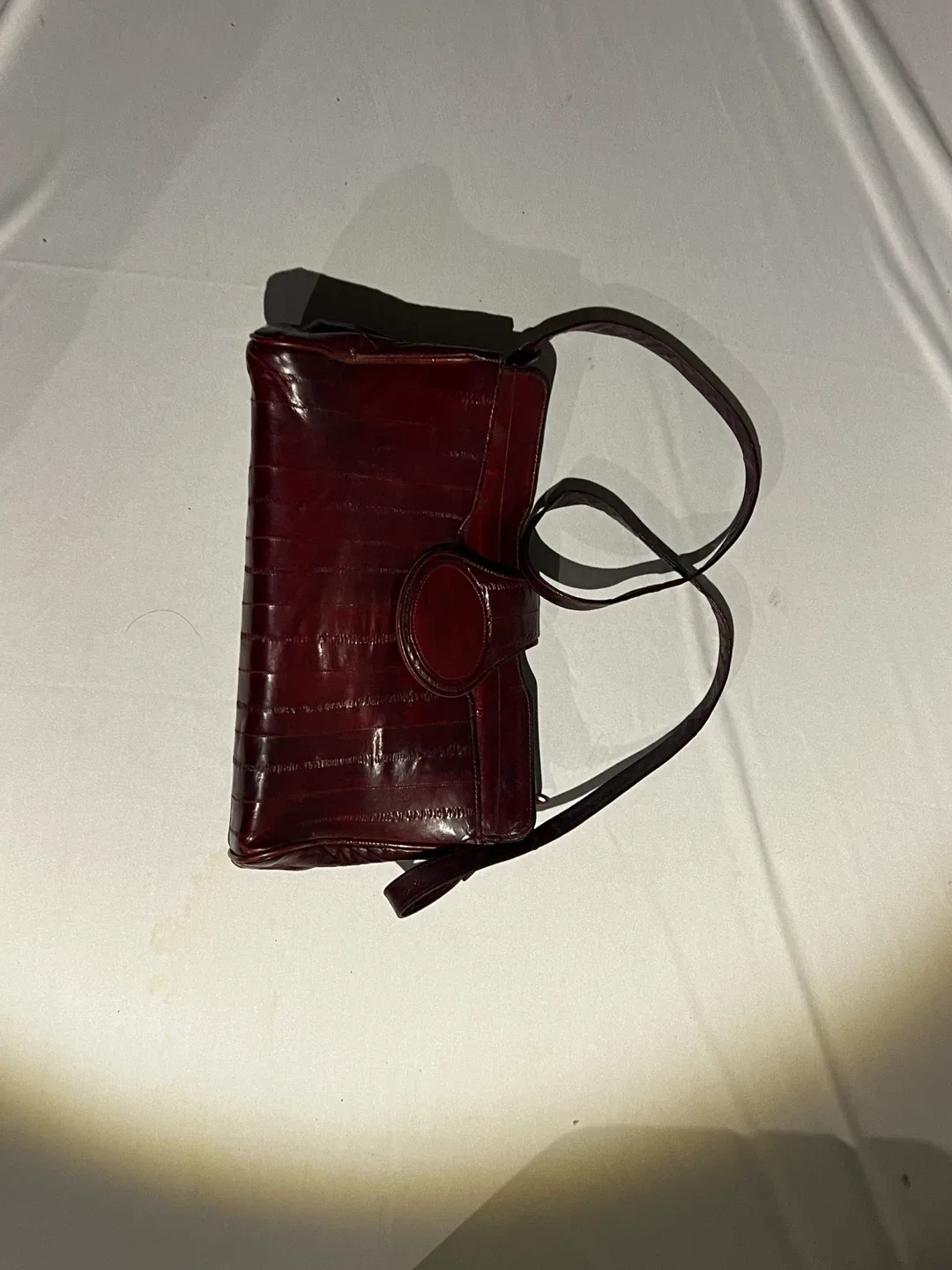 Burgundy Eel Skin Leather Handbag
