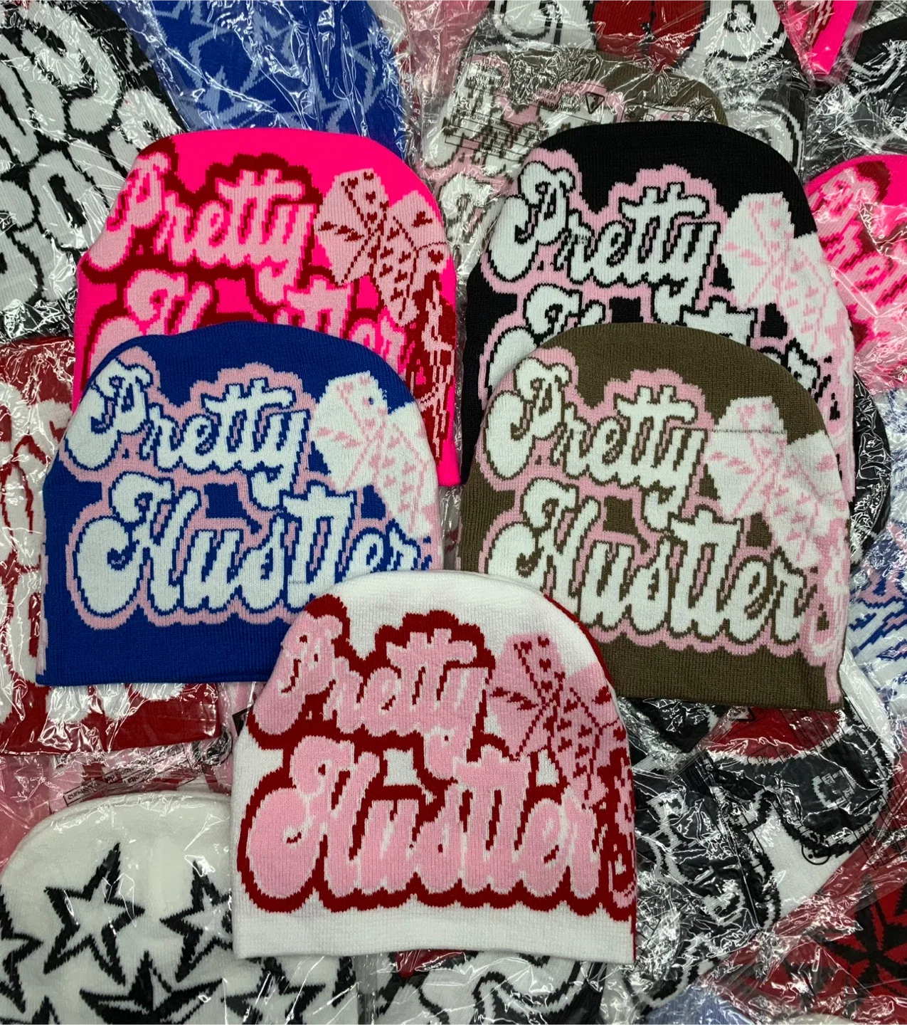 Assorted Beanies: Pretty Hustler, Gross Visions, Top Tier image indicator(3)