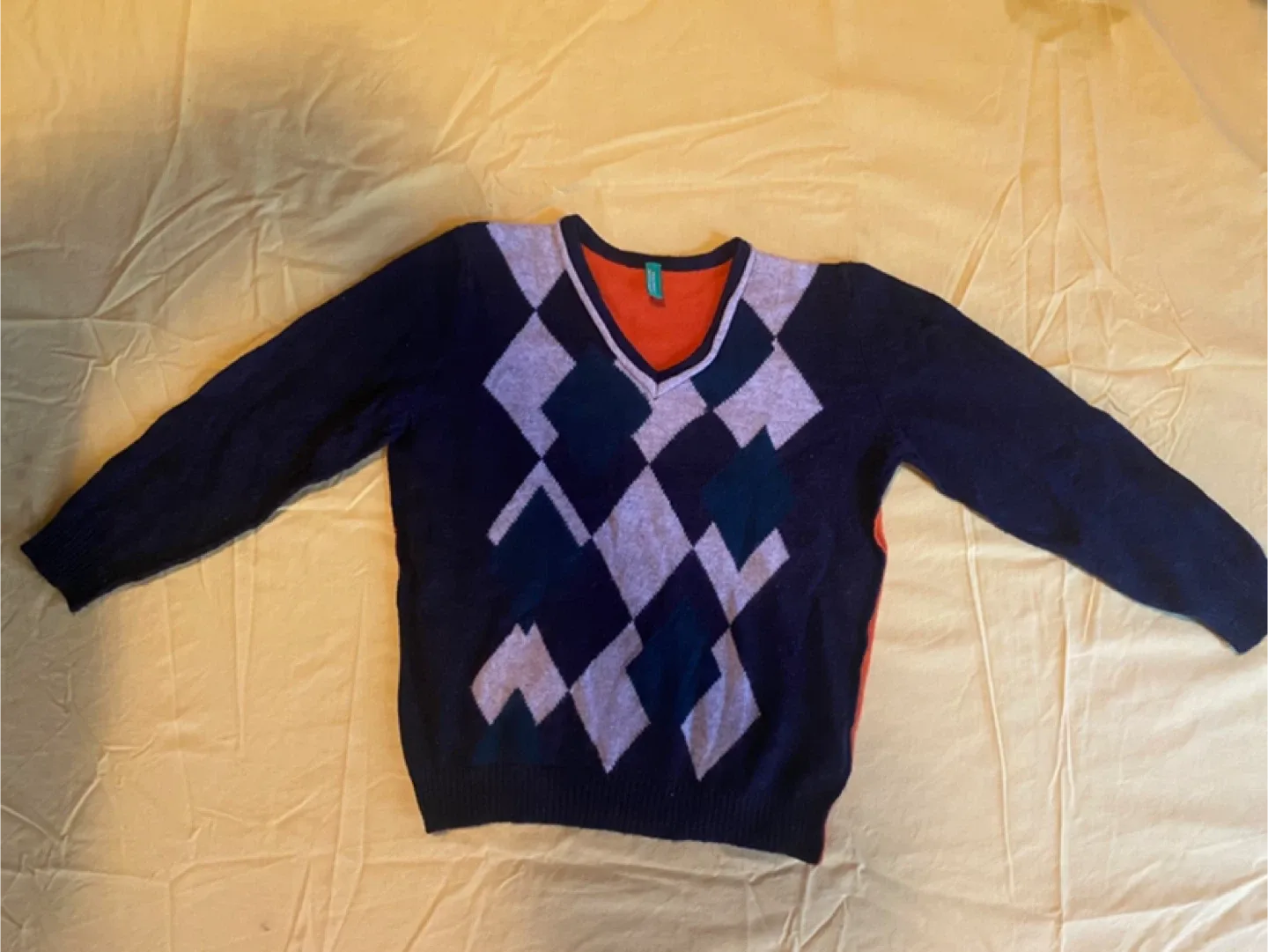 Benetton Argyle Sweater - Size XXS(3-4years) thumbnail