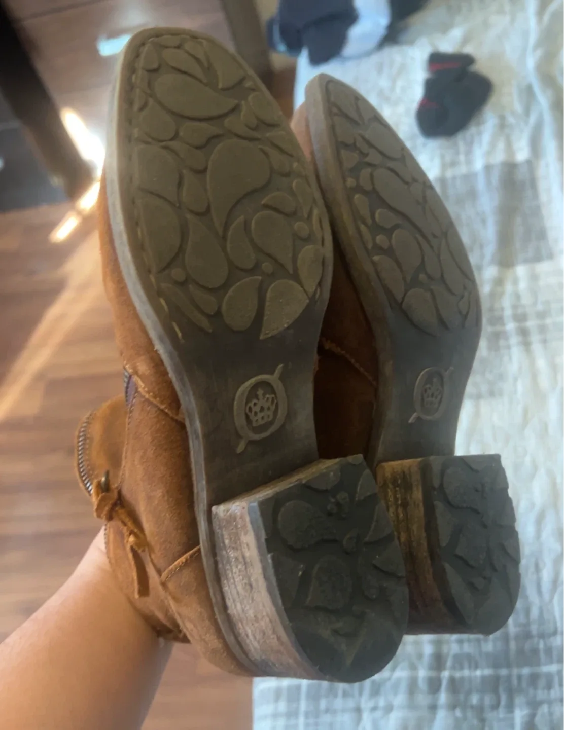 Brown Suede Leather Ankle Boots, Size 8 image indicator(2)