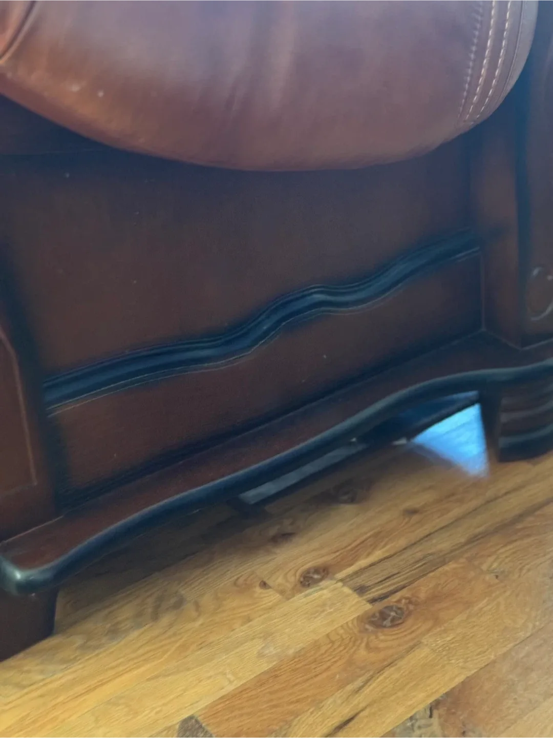 Brown Leather Sofa bed & loveseat easy ground level pickup image indicator(9)