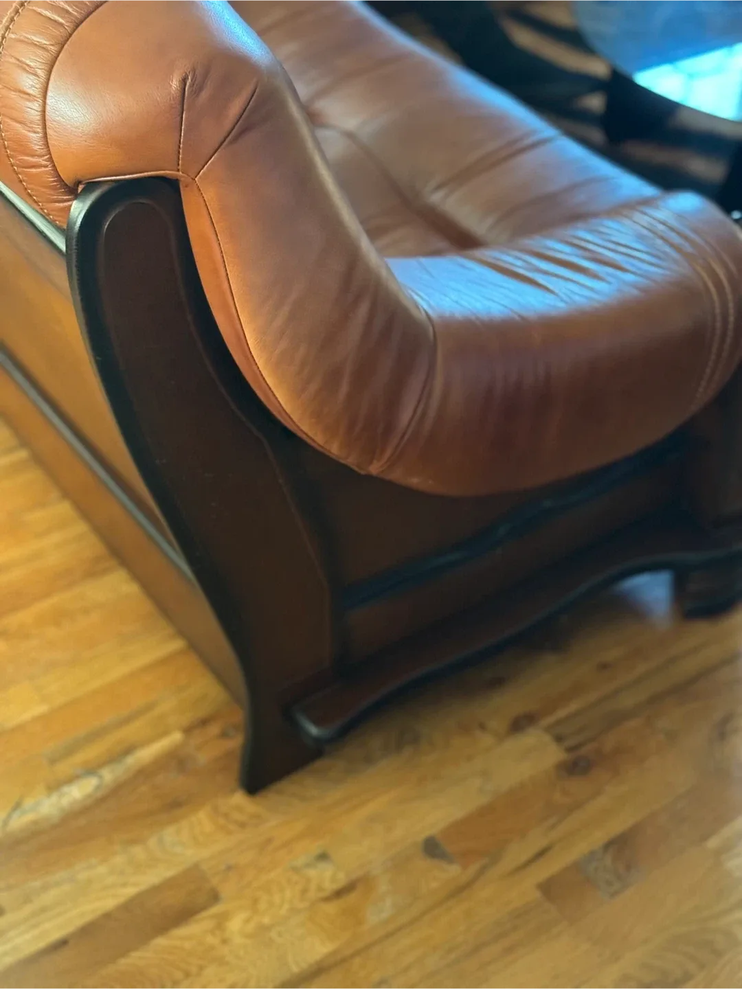 Brown Leather Sofa bed & loveseat easy ground level pickup image indicator(10)