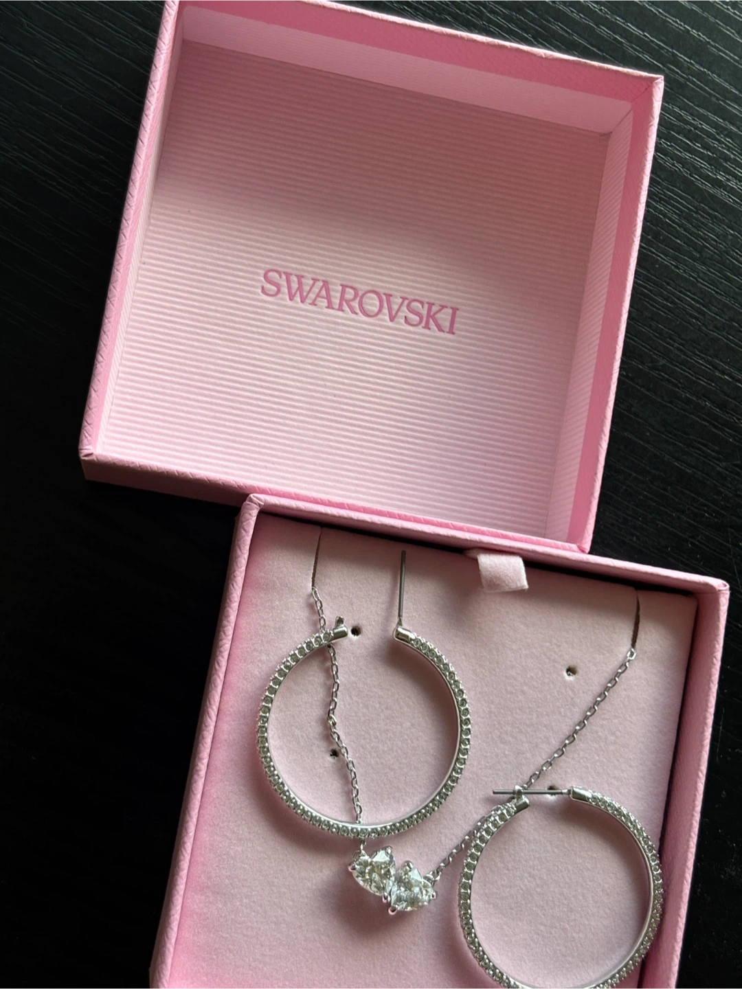 Swarovski Silver Necklace with Pendant & Silver Earrings