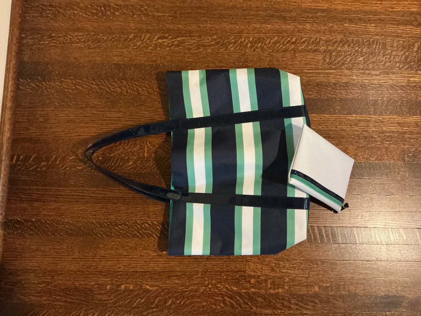 Estée Lauder Striped Tote Bag with Matching Pouch