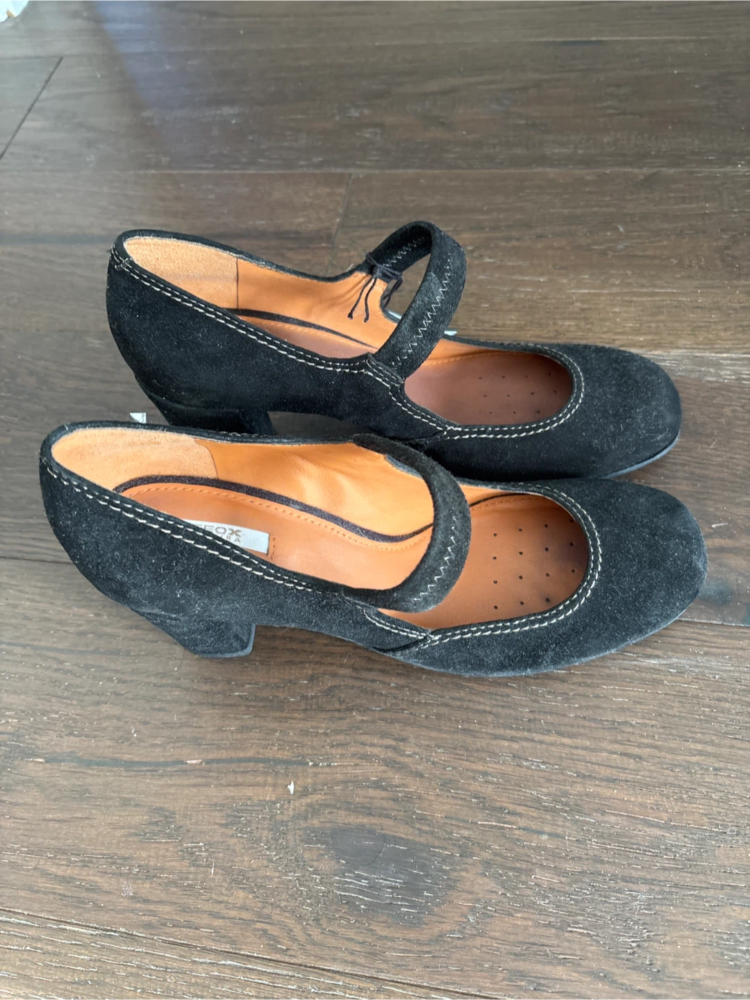 Geox Black Suede Mary Jane Heels size 8