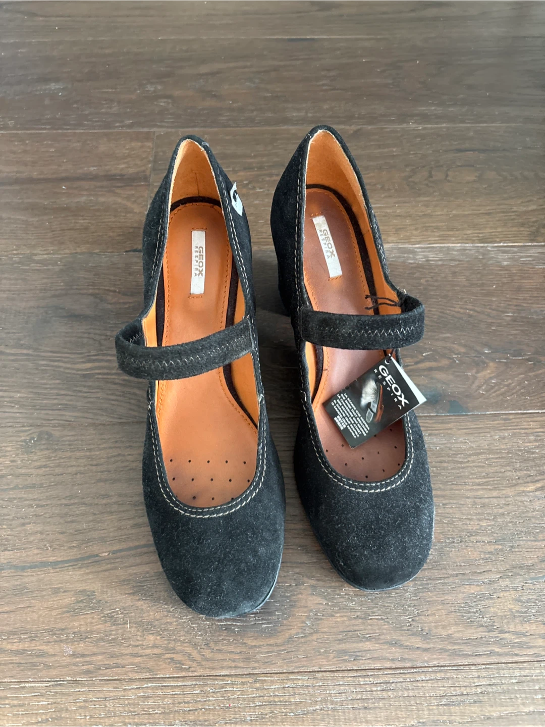 Geox Black Suede Mary Jane Heels size 8 - photo 2
