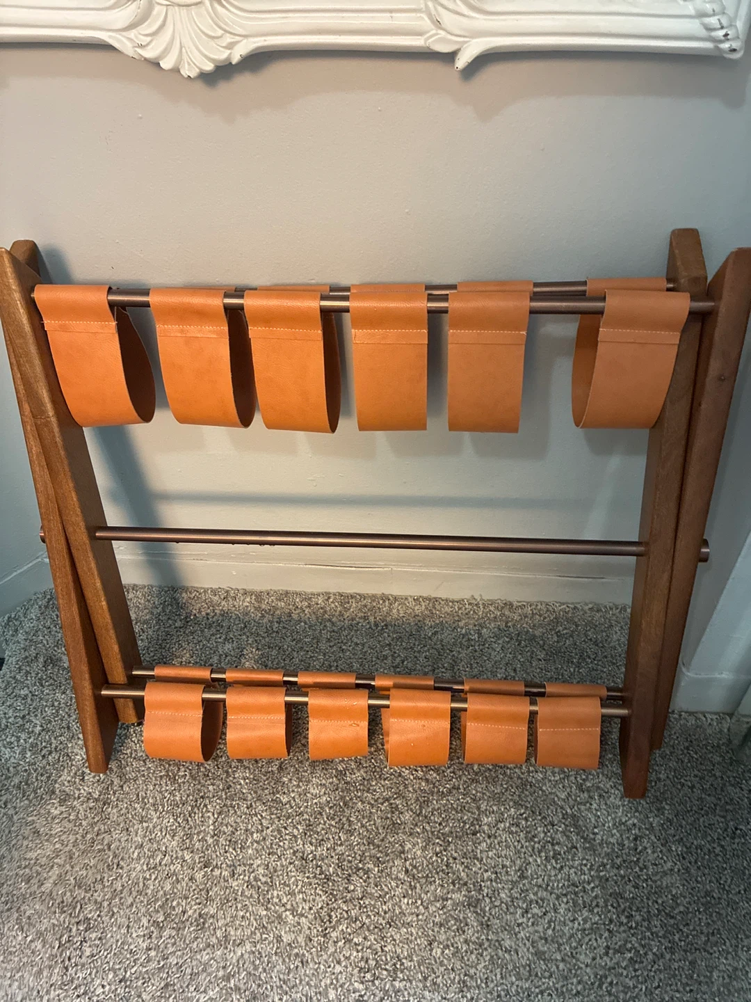 Folding Luggage Rack - Brown Leather Straps - photo 3