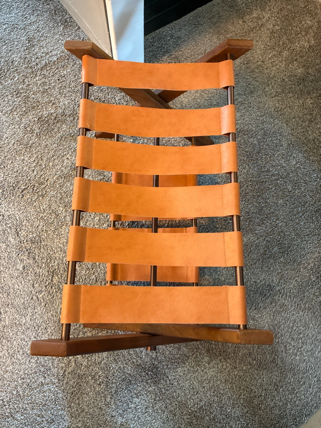 Folding Luggage Rack - Brown Leather Straps - photo 2
