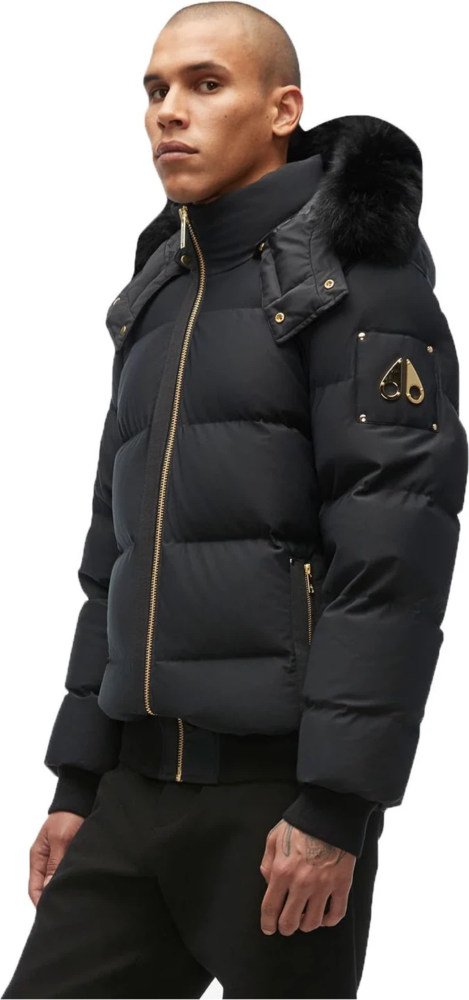 Moose Knuckles Black Down Bomber Jacket