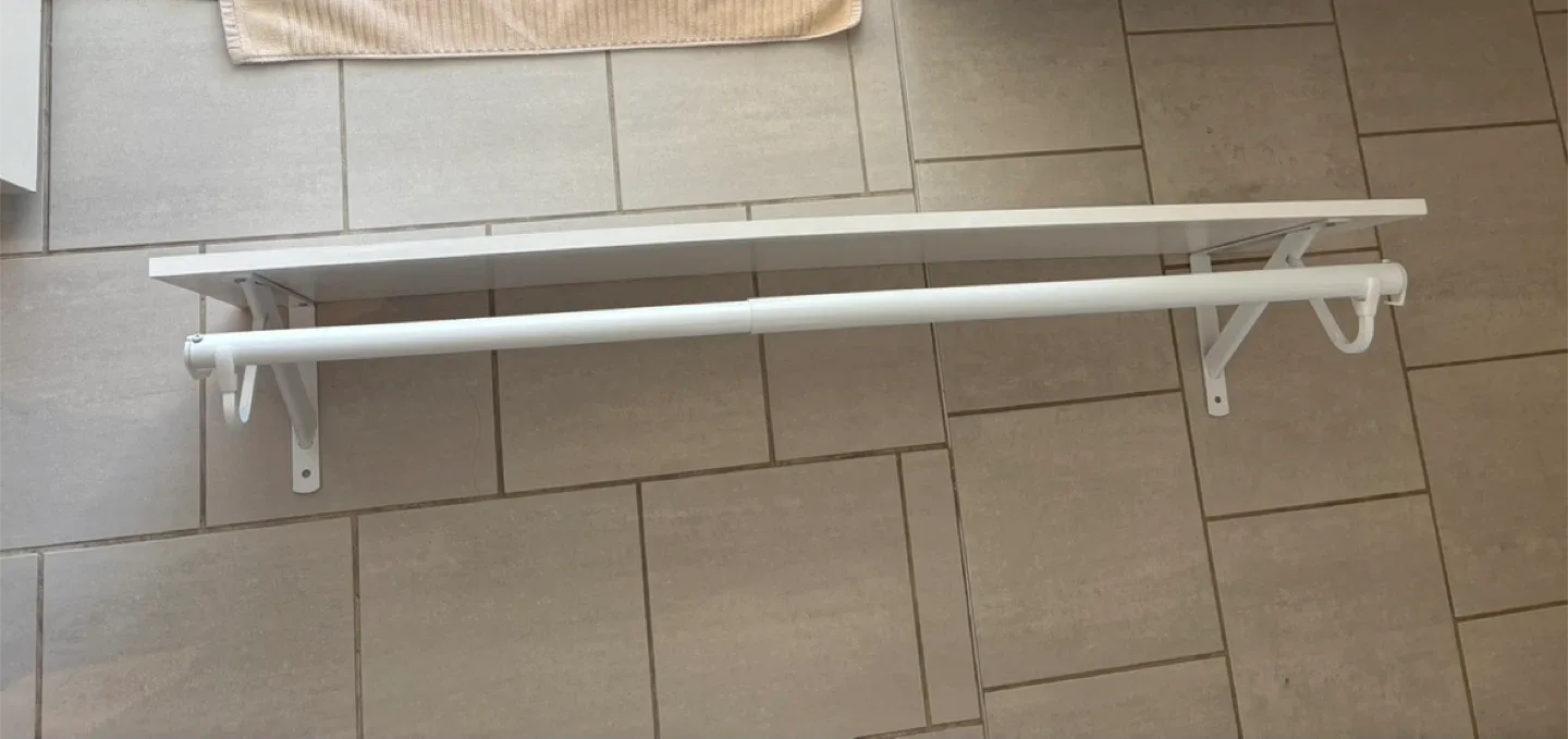 White Shelf with Hanging Rod - 80cm image indicator(2)