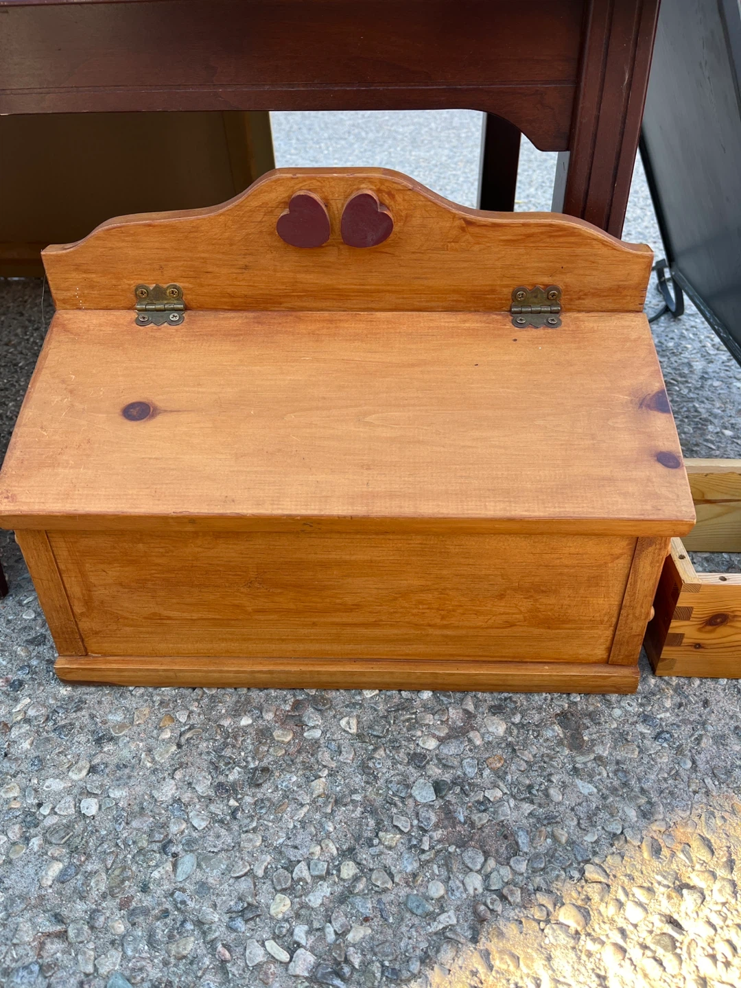 Wooden Storage Box with Heart Details