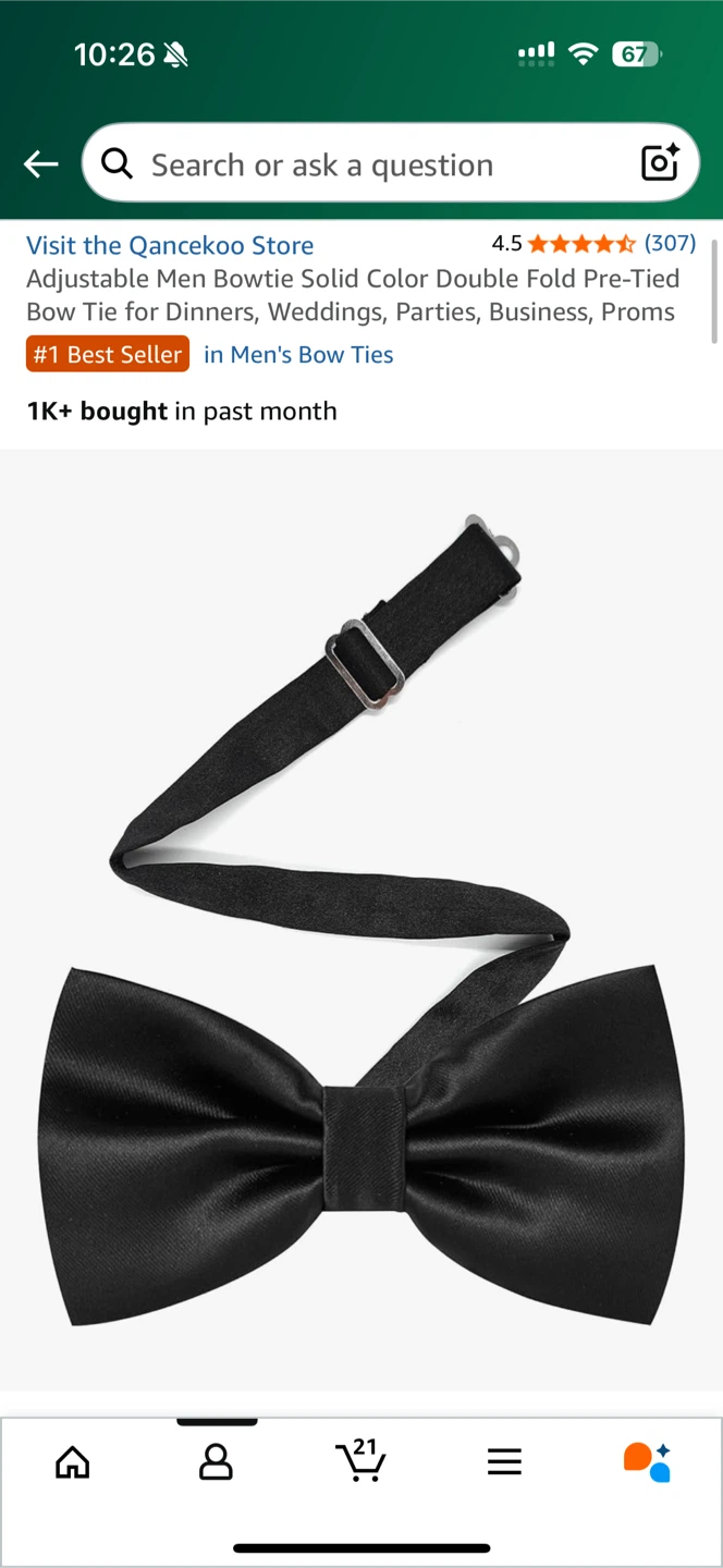 Black Adjustable Men's Bowtie - photo 2