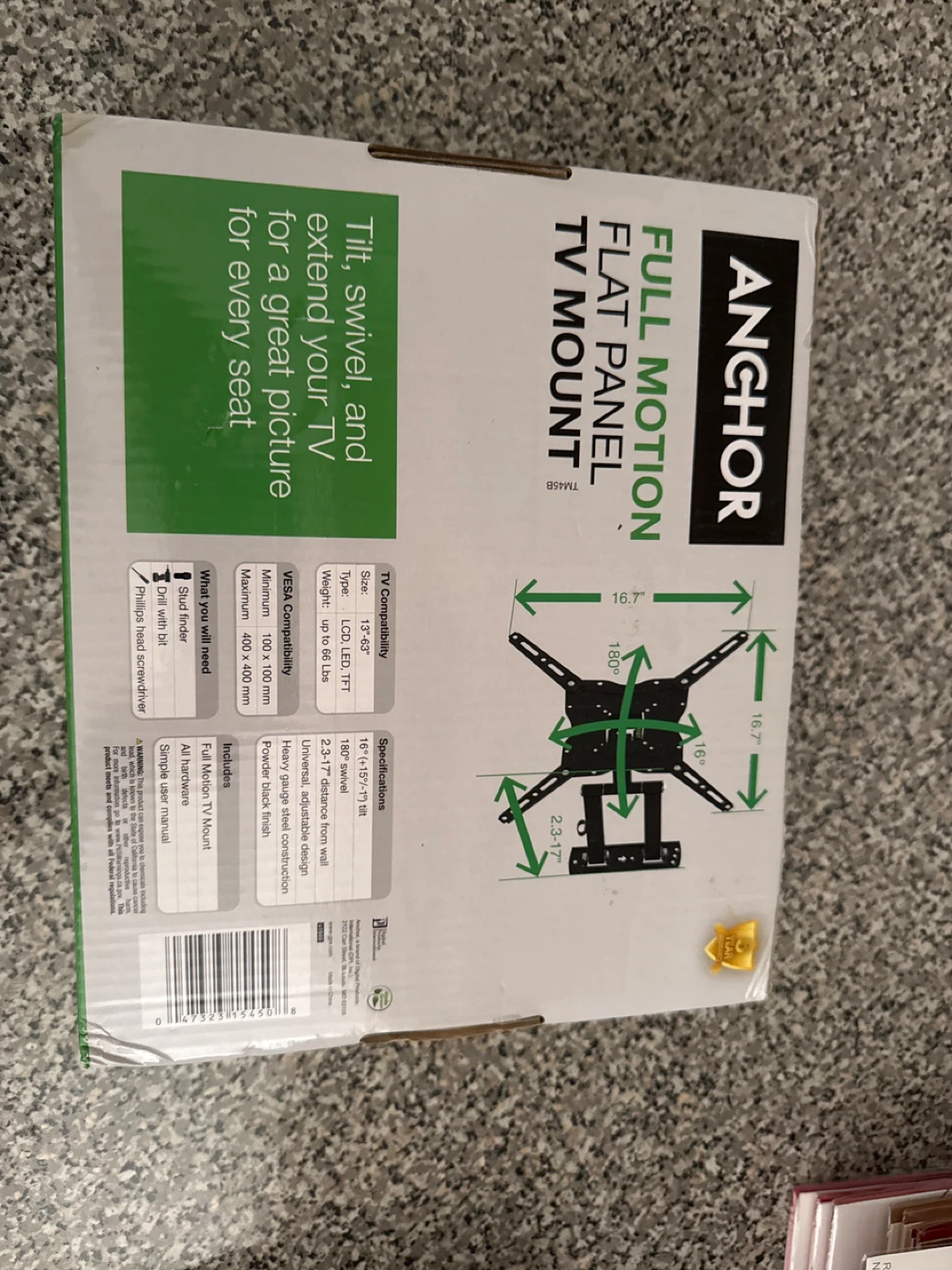BRAND NEW Anchor Full Motion Flat Panel TV Mount TM46B - photo 3