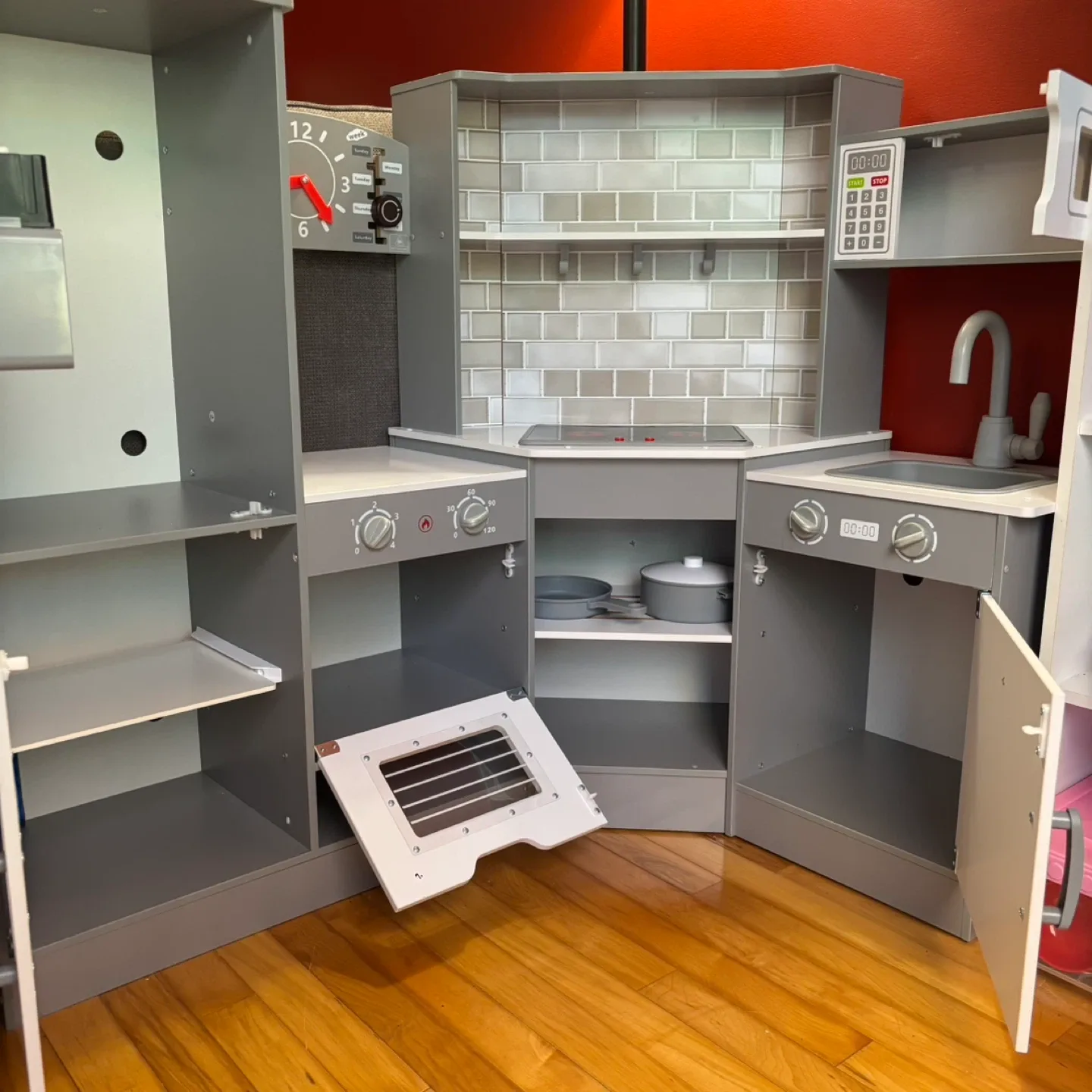Kids Grey & White Play Kitchen Corner Set image indicator(2)