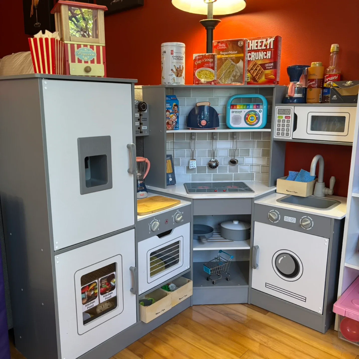 Kids Grey & White Play Kitchen Corner Set image indicator(8)