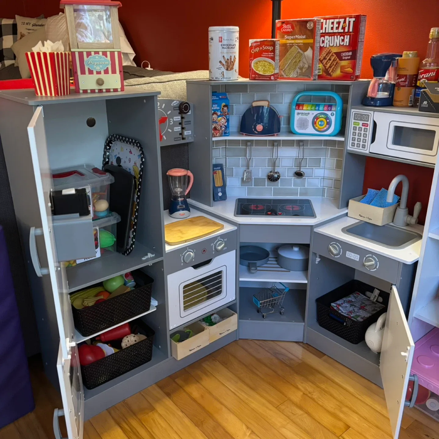 Kids Grey & White Play Kitchen Corner Set image indicator(7)