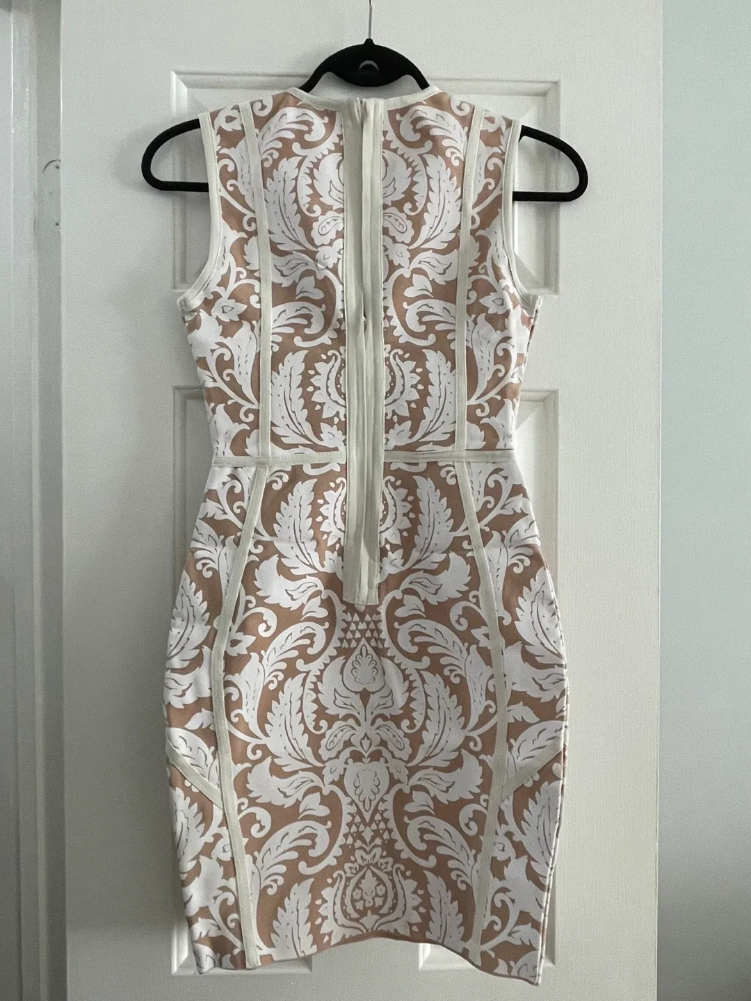 Fashion Nova White & Beige bandage Dress image indicator(2)