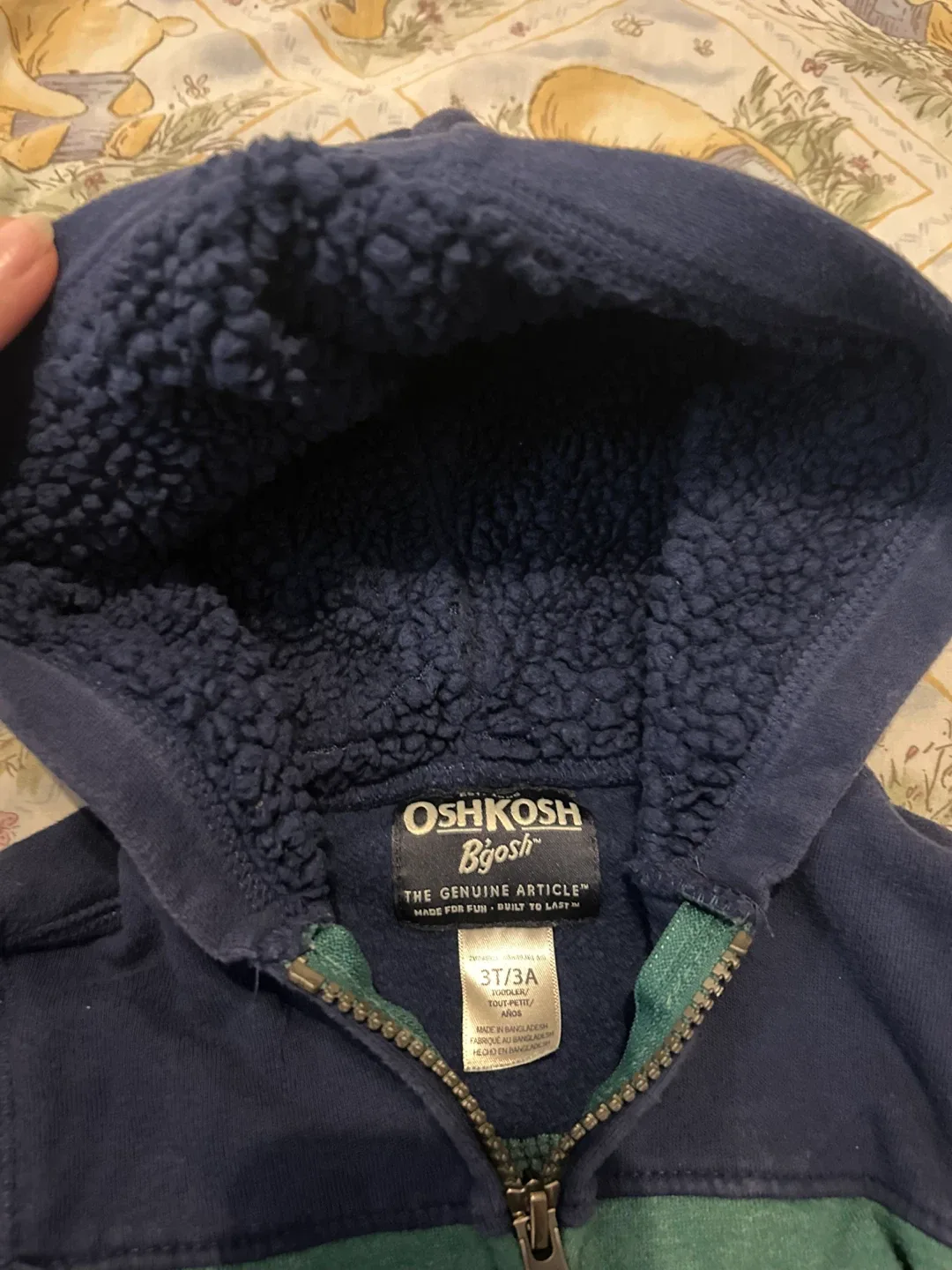 OshKosh B'gosh 3T/3A Hoodie - Blue & Green image indicator(4)