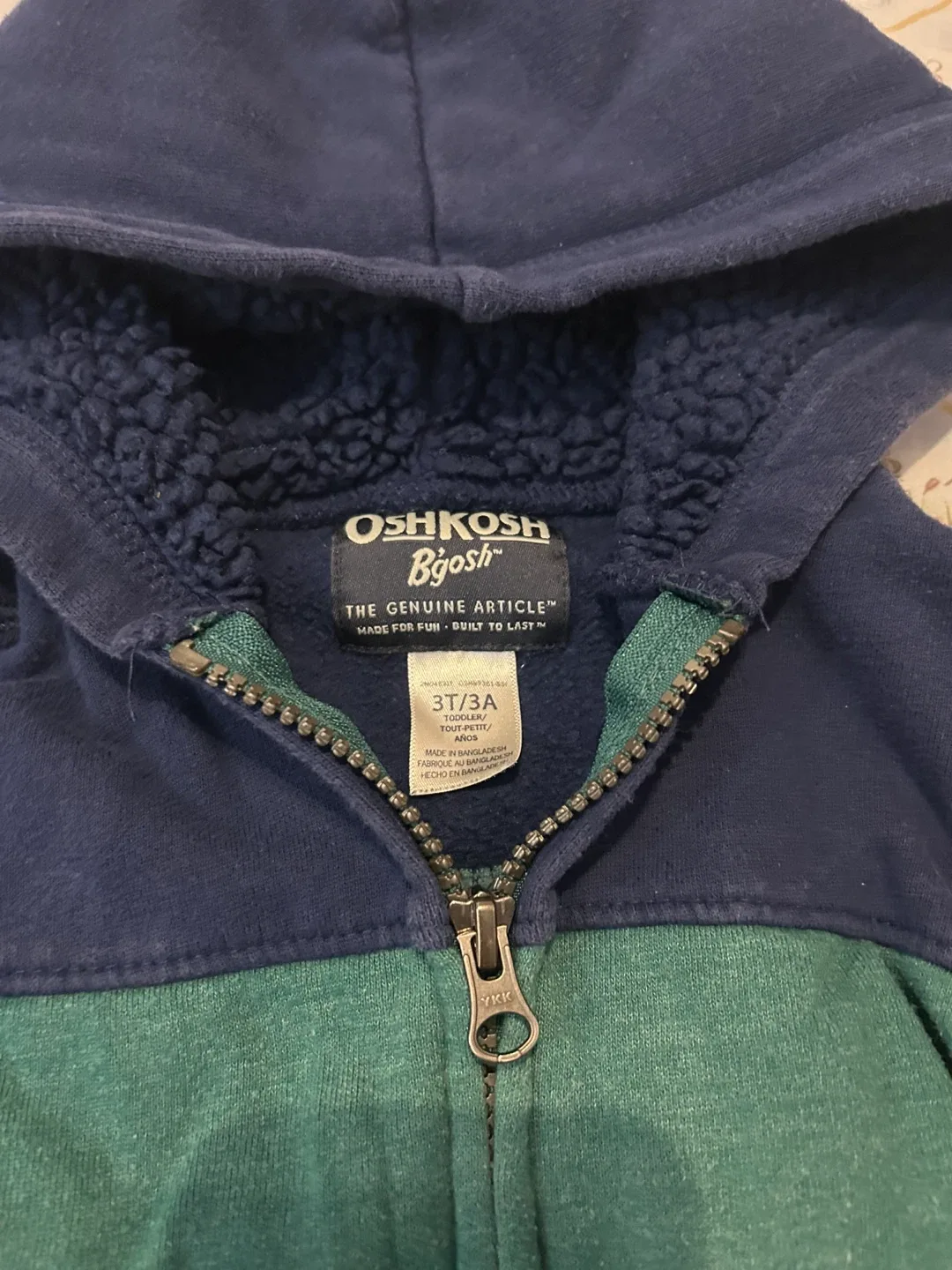 OshKosh B'gosh 3T/3A Hoodie - Blue & Green image indicator(2)