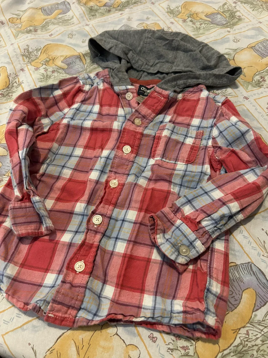 OshKosh B'gosh Plaid Hooded Shirt - Size 3T image indicator(3)