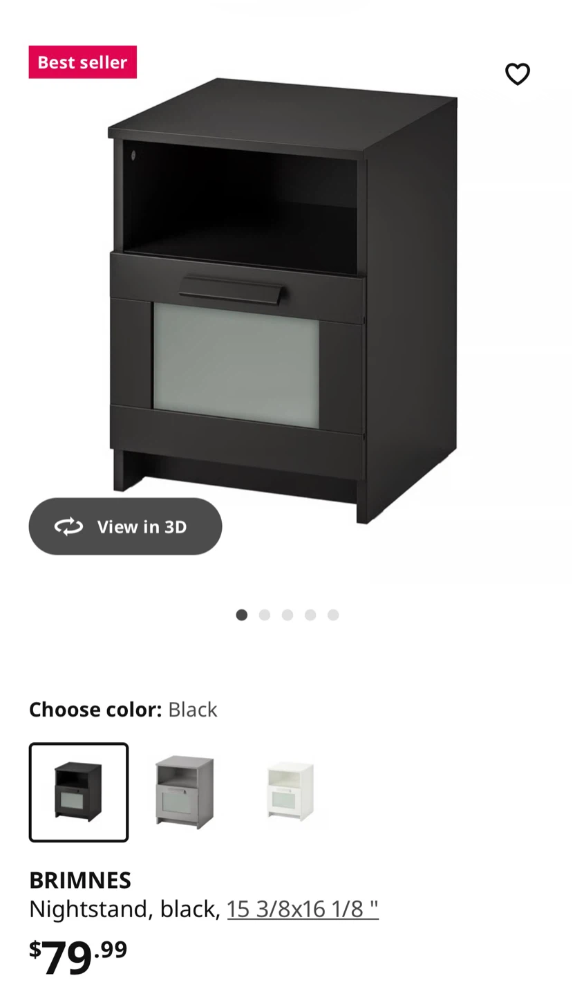 IKEA Brimnes Black Nightstand - photo 3