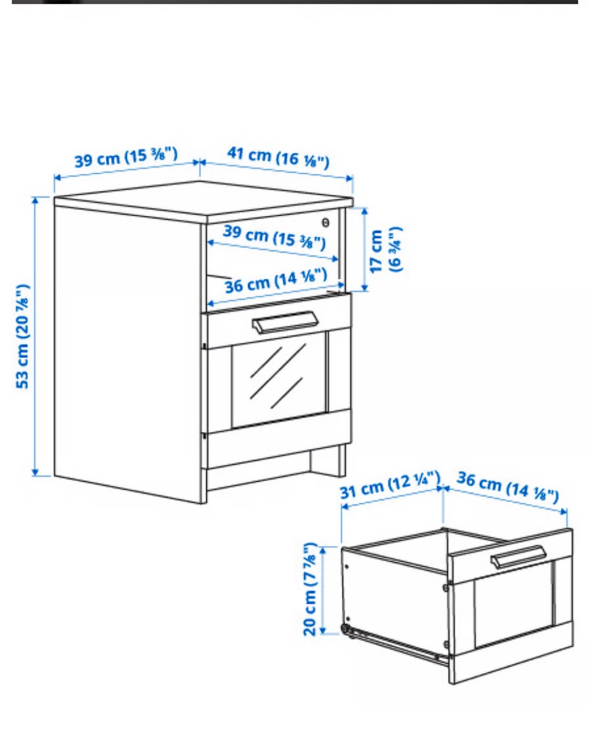 IKEA Brimnes Black Nightstand - photo 2