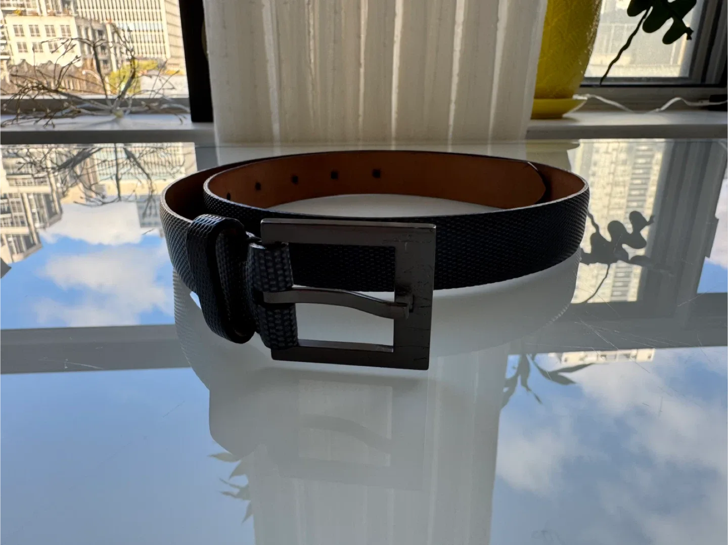 Banana Republic Dark Blue Pebbled Leather Belt - Size XS image indicator(2)