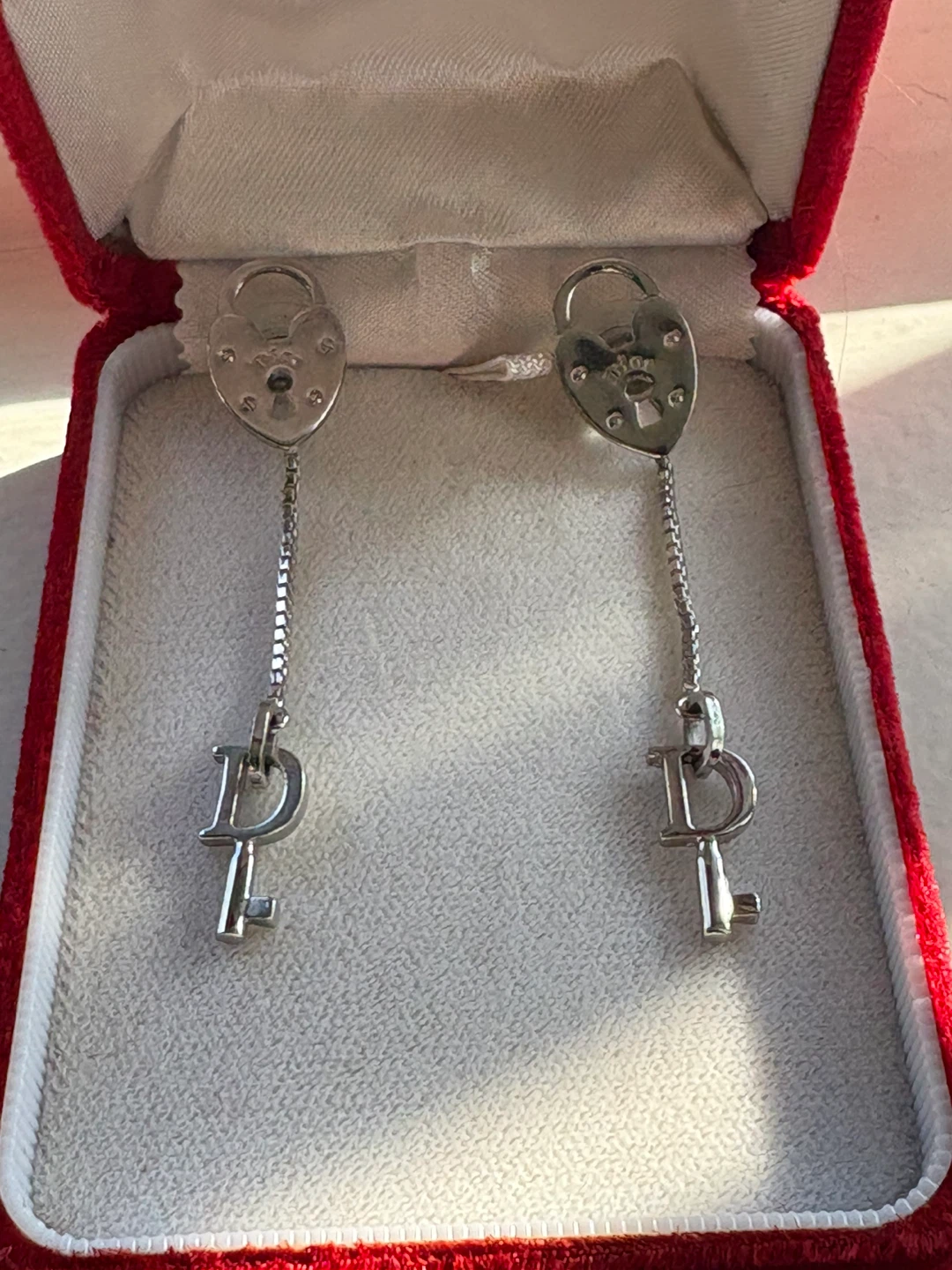 Dior Silver Lock & Key Dangle Earrings - photo 5