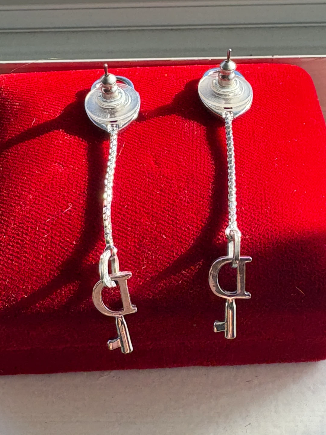 Dior Silver Lock & Key Dangle Earrings - photo 3