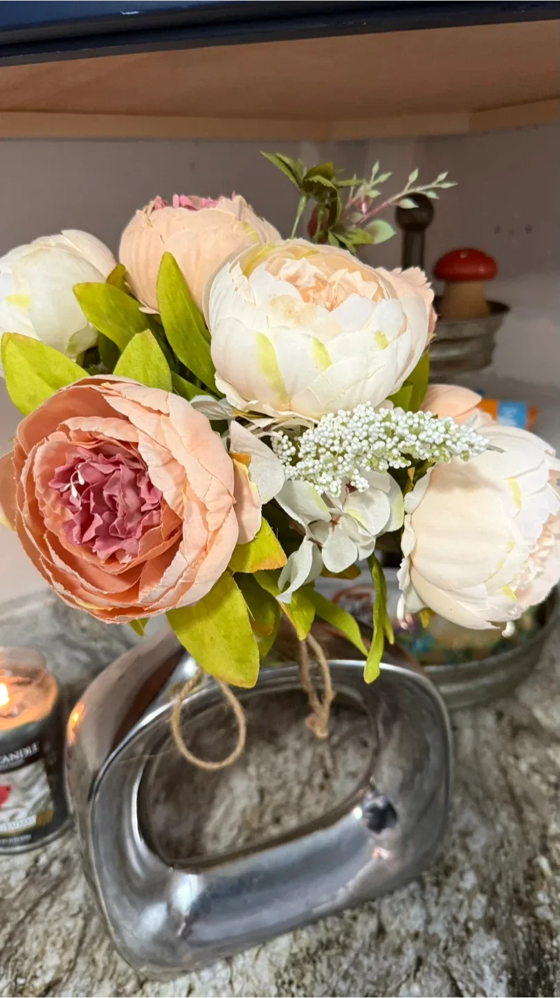 Floral Arrangement with Silver Vase