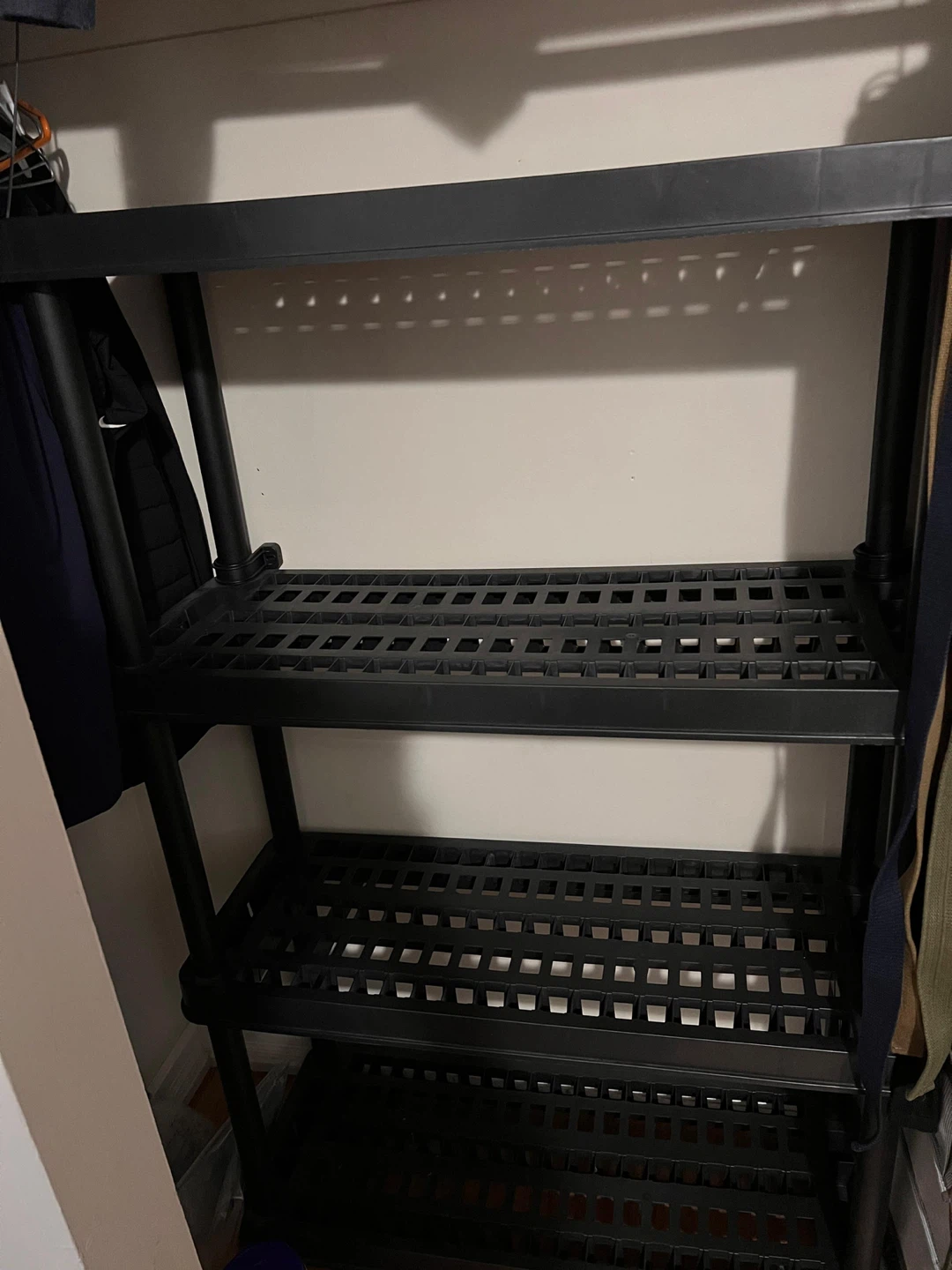 2 Black Plastic Shelving Unit