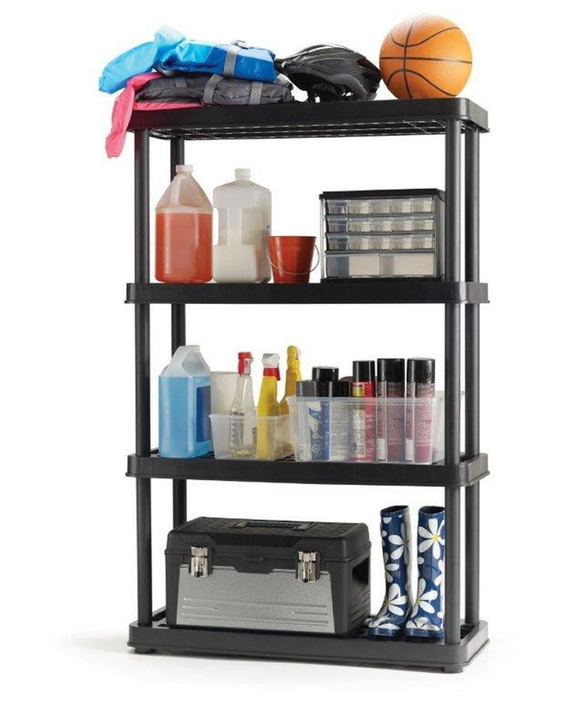2 Black Plastic Shelving Unit - photo 3
